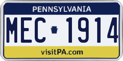 PA license plate MEC1914
