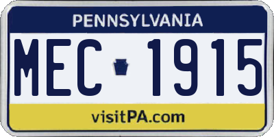 PA license plate MEC1915