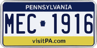PA license plate MEC1916