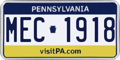 PA license plate MEC1918