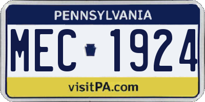 PA license plate MEC1924