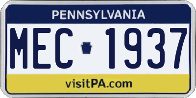 PA license plate MEC1937