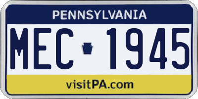 PA license plate MEC1945