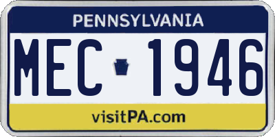 PA license plate MEC1946