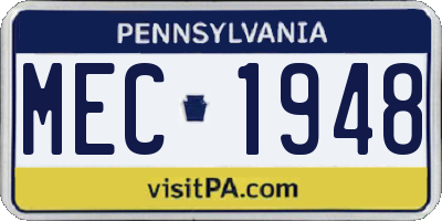 PA license plate MEC1948
