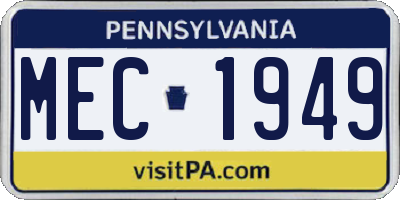 PA license plate MEC1949