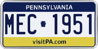 PA license plate MEC1951