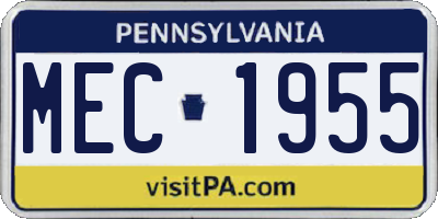 PA license plate MEC1955