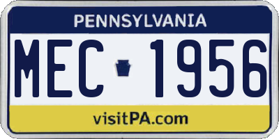 PA license plate MEC1956