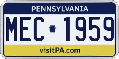 PA license plate MEC1959