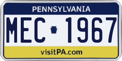 PA license plate MEC1967