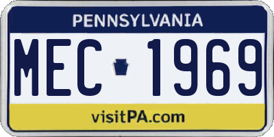 PA license plate MEC1969