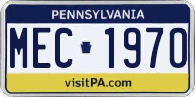 PA license plate MEC1970