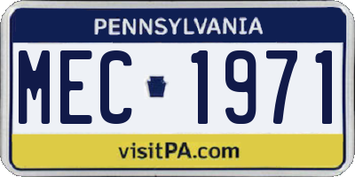 PA license plate MEC1971