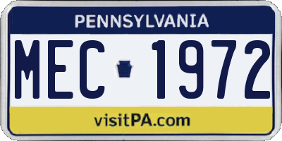PA license plate MEC1972