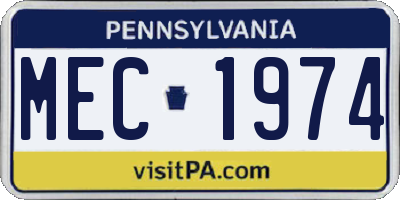 PA license plate MEC1974