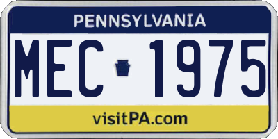 PA license plate MEC1975
