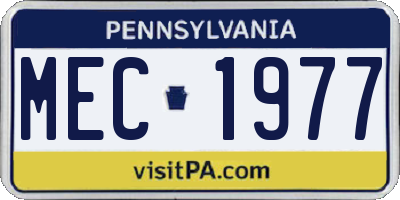 PA license plate MEC1977
