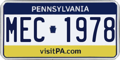 PA license plate MEC1978