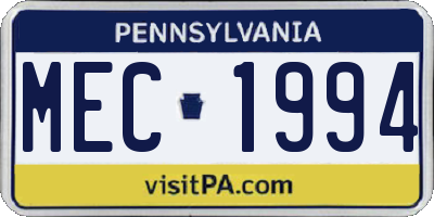 PA license plate MEC1994