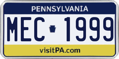 PA license plate MEC1999