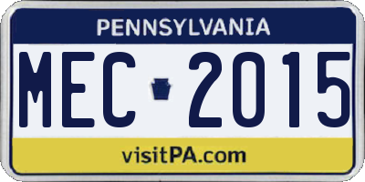 PA license plate MEC2015