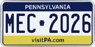 PA license plate MEC2026