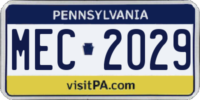 PA license plate MEC2029