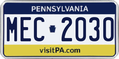 PA license plate MEC2030