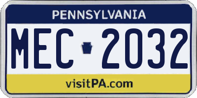 PA license plate MEC2032