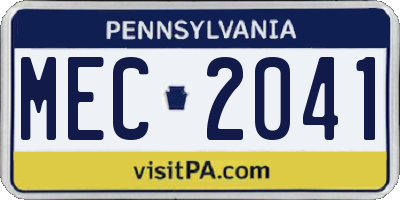 PA license plate MEC2041