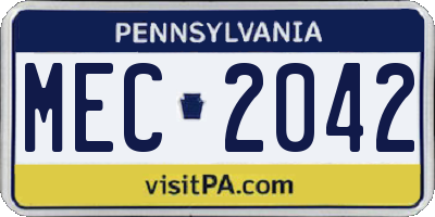 PA license plate MEC2042