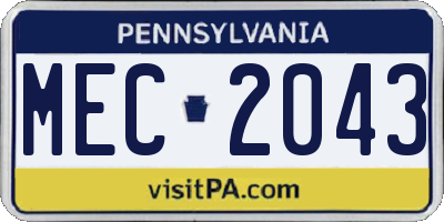 PA license plate MEC2043