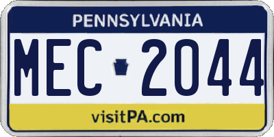 PA license plate MEC2044