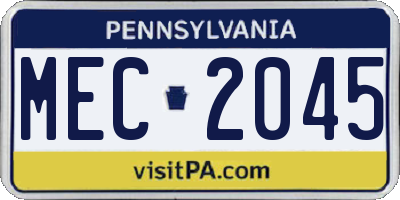 PA license plate MEC2045