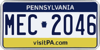 PA license plate MEC2046