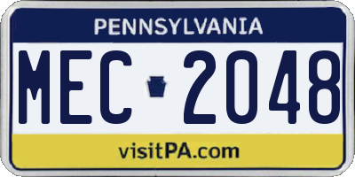PA license plate MEC2048