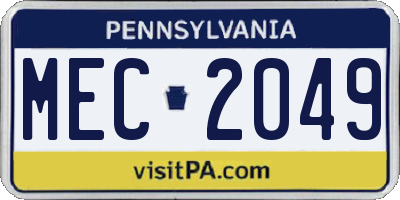 PA license plate MEC2049