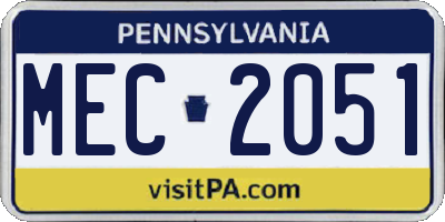 PA license plate MEC2051