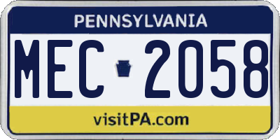 PA license plate MEC2058