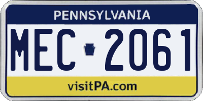PA license plate MEC2061