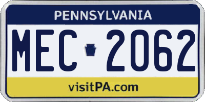 PA license plate MEC2062