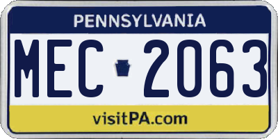 PA license plate MEC2063