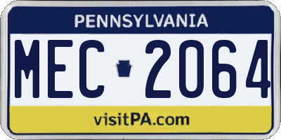 PA license plate MEC2064