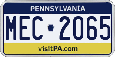 PA license plate MEC2065