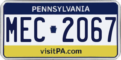 PA license plate MEC2067
