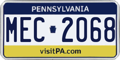 PA license plate MEC2068