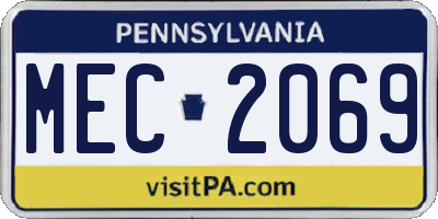 PA license plate MEC2069