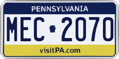 PA license plate MEC2070