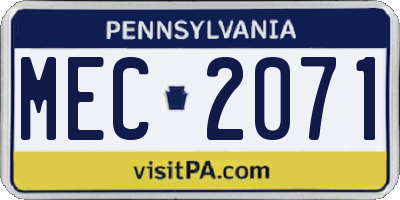 PA license plate MEC2071